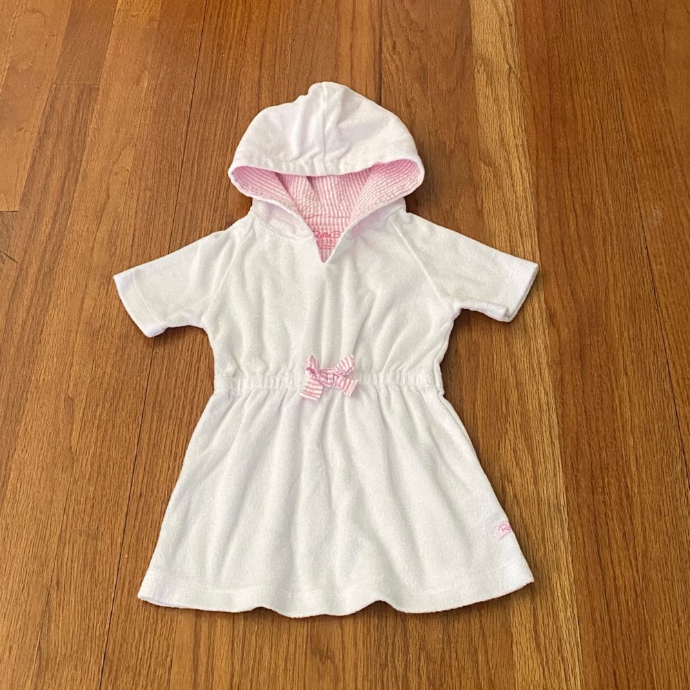 Ruffle Butts Pink and White Kids Swim Coverup